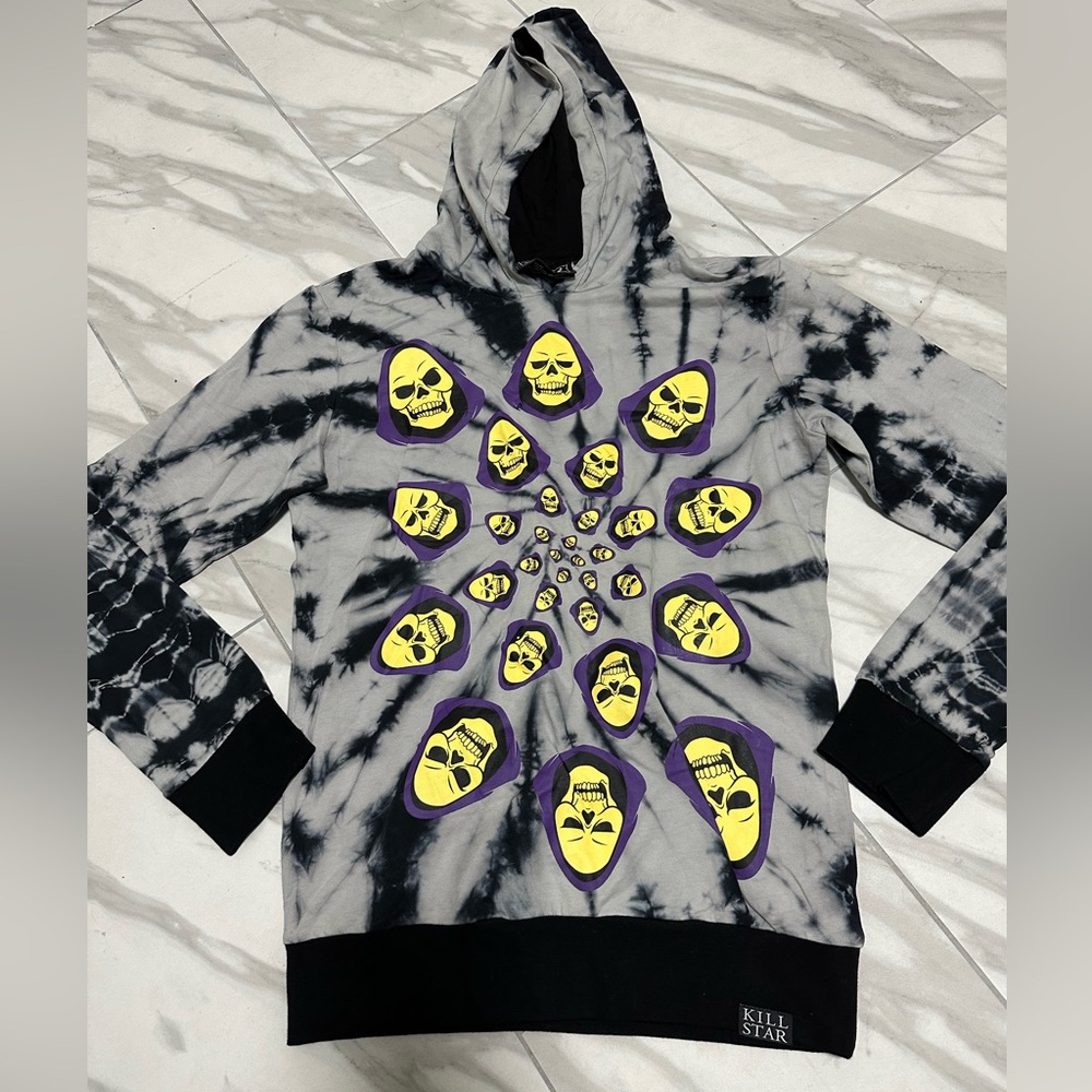 Killstar Masters of the universe skeletor skull reaper tye dye hoodie NEW no tag